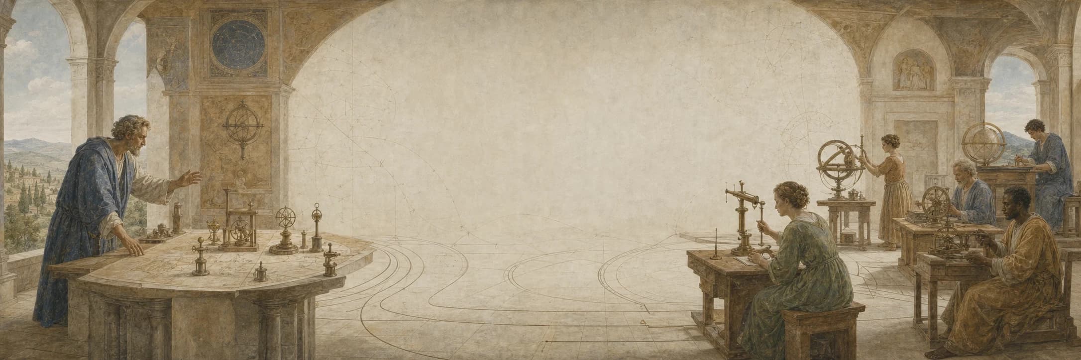 Fresco of a supervisor coordinating connected scientific workstations